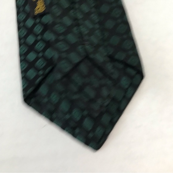 Tie Rich Forest Green Diamonds on Black Background Narrow Vintage Frazin Custom - Picture 5 of 12